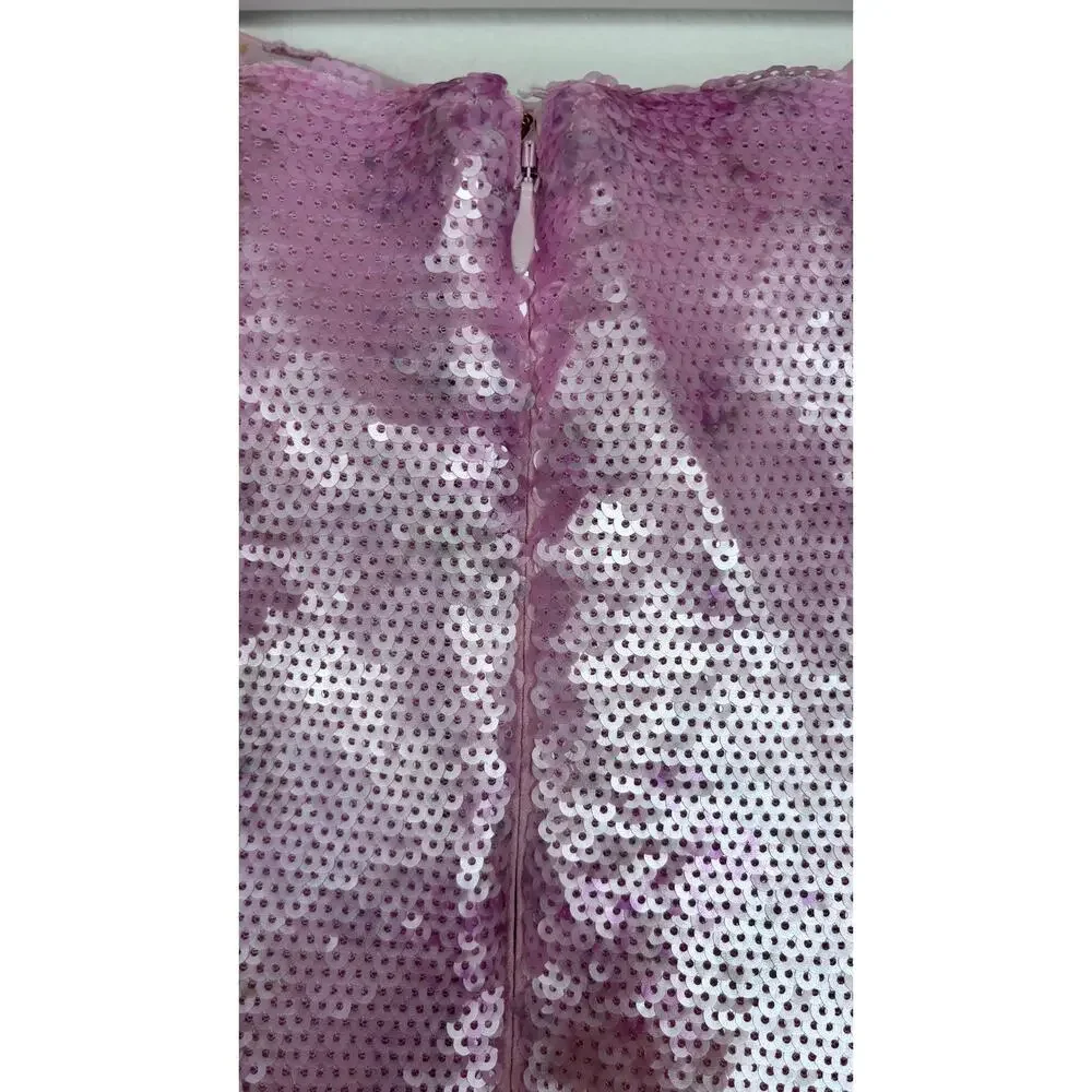 LoveShackFancy Stasia Pink Floral Sequin Strapless Midi Dress Size 4 - Picture 5 of 9